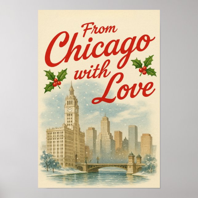 Vintage jul Poster - från Chicago med Kärlek (Framsidan)