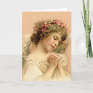 Vintage jul Praying Angel Helgkort