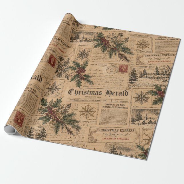 Vintage jul presentpapper (Utrullad)