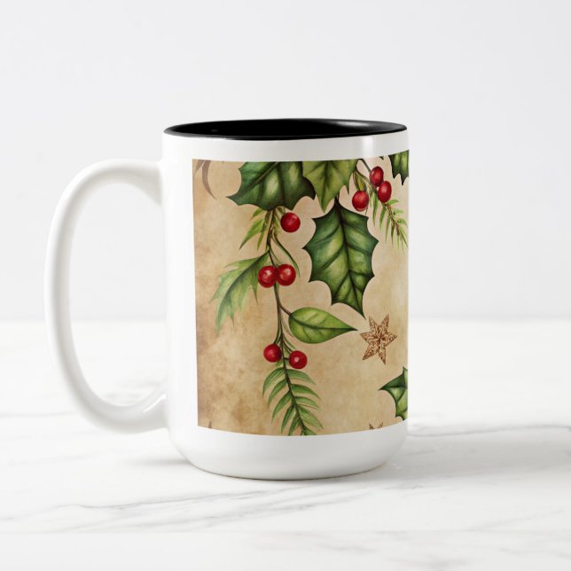 Vintage jul-prydnadsföremål Kaffe Mugg (Vänster)