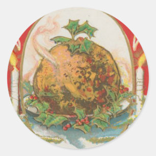 Vintage jul Pudding Runt Klistermärke
