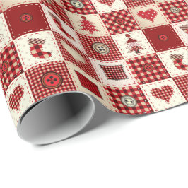 Vintage jul Quilt Mönster Wrapping Papper Presentpapper