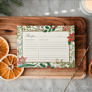 Vintage jul receptkort 5x7 med botaniska motiv