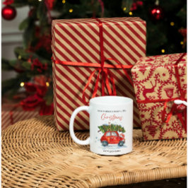 Vintage jul Red Car & Träd Kaffemugg