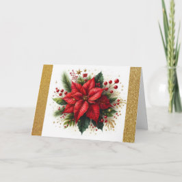 Vintage jul Red Poinsettia Helgdag Card Helgkort