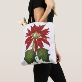 Vintage jul, Red Poinsettia Winter Plant Tygkasse