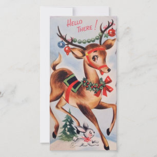 Vintage jul Reindeer Julkort