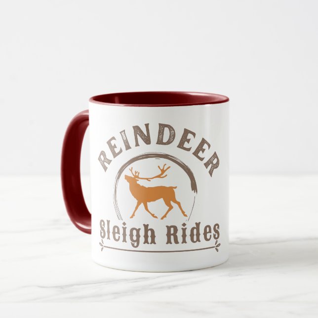 Vintage jul Reindeer Sleigh Rides Mugg (Framsida vänster)