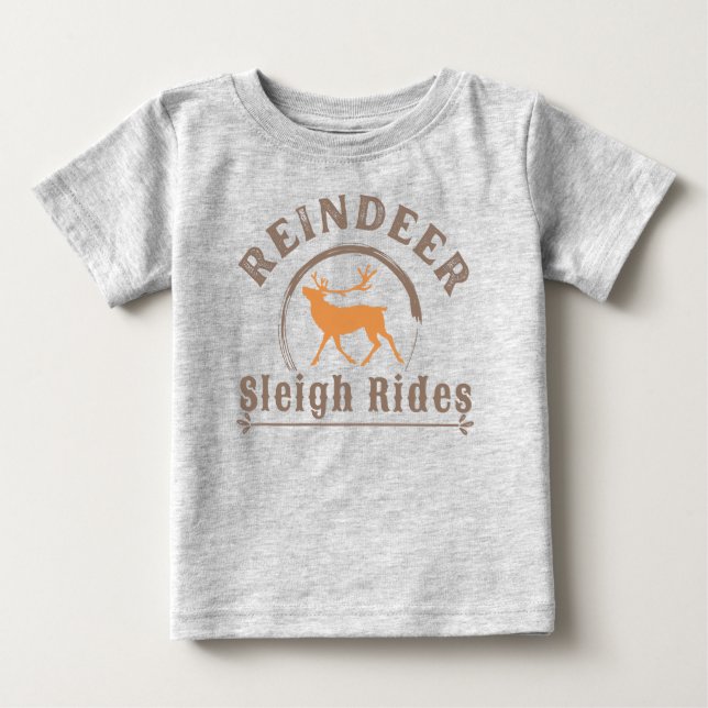 Vintage jul Reindeer Sleigh Rides T Shirt (Framsida)