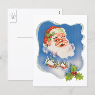 Vintage jul, Retro glädjande jultomte Helg Vykort