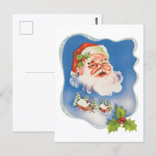 Vintage jul, Retro glädjande tomte julfirande Vykort