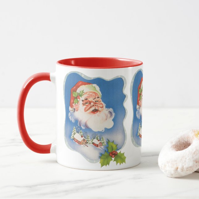 Vintage jul, Retro glädje-Snicke Mugg (Med munk)
