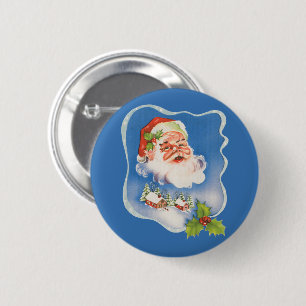 Vintage jul, Retro glädjefull tomte Knapp
