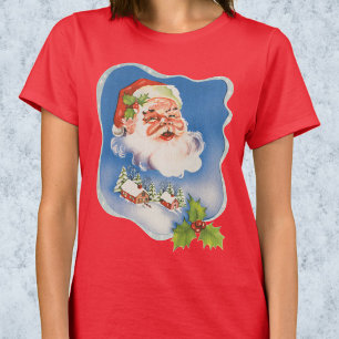 Vintage jul, Retro glädjerik tomte T Shirt