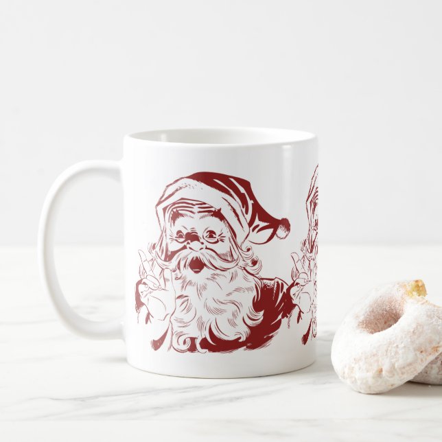 Vintage jul, Retro Jolly Jultomten i Red Kaffemugg (Med munk)