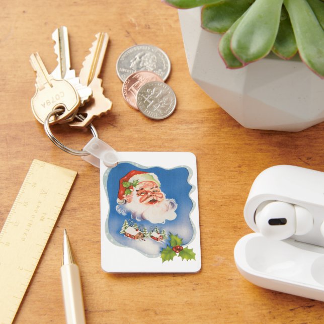 Vintage jul, Retro Jolly Jultomten Nyckelring (Skrivbord)