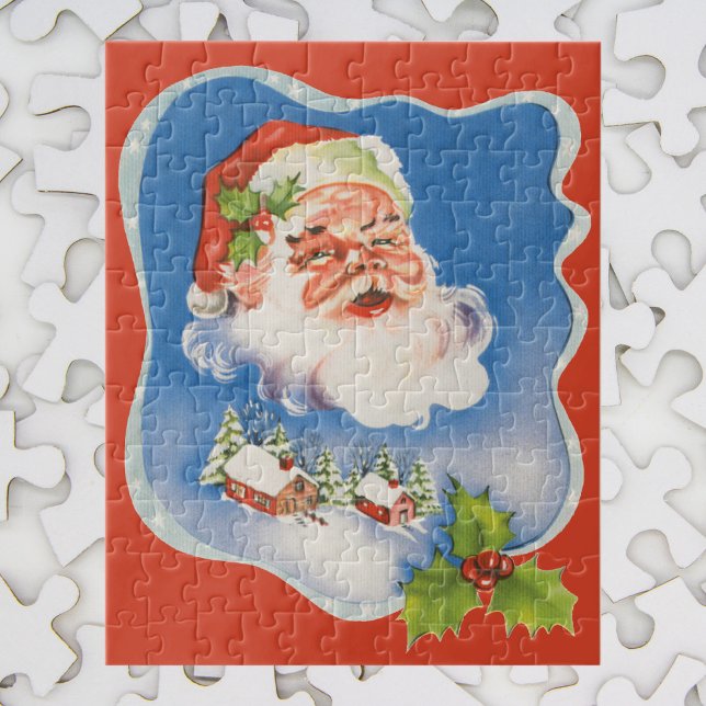 Vintage jul, Retro Jolly Jultomten Pussel (Skapare uppladdad)