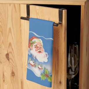 Vintage jul, Retro jolly tomte Kökshandduk