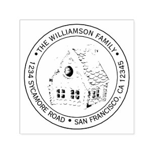 Vintage jul - Returadress för Gingerbröd House Självfärgande Stämpel