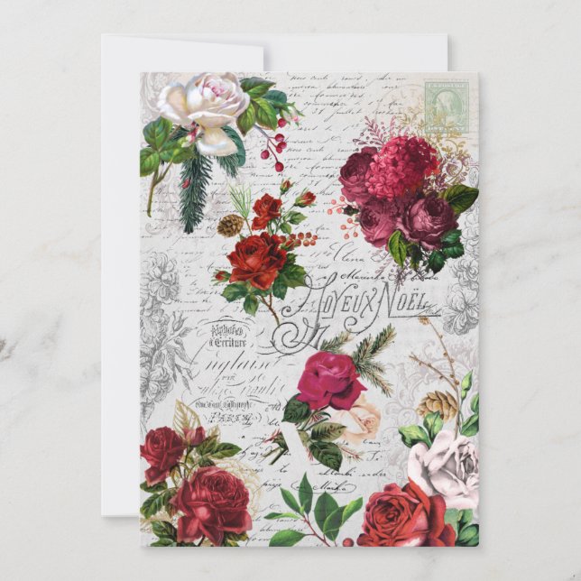 Vintage jul Ro Joyeux Noel Ephemera Julkort (Framsida)