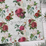 Vintage jul Ro Joyeux Noel Ephemera Presentpapper<br><div class="desc">Elegant och mycket detaljerad blommigt av årgången Juli med skarvlös sammansättning som har "Joyeux Noel"-typografi,  handskript,  portionsgrafik,  holly,  mistletoe och djupt rött och elfenben ro på åldrasens bakgrund.</div>