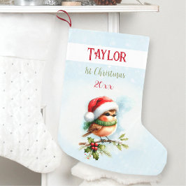 Vintage jul Robin 1:a julklapp Liten Julstrumpa