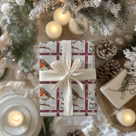 Vintage jul Robin Postage Frimärke Presentpapper