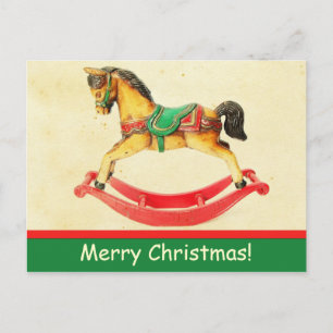 Vintage jul Rocking Horse vykort