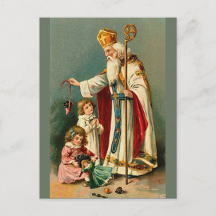 Vintage jul Saint Nicholas Helg Vykort