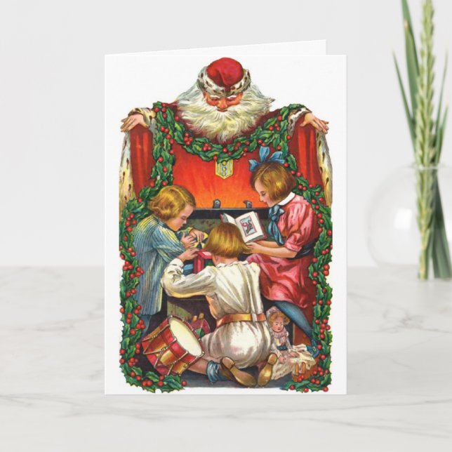 Vintage jul Saint Nicholas Helgkort (Framsida)
