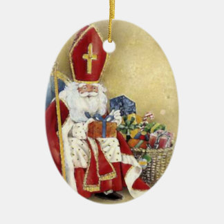 Vintage jul Saint Nicholas Jultomten Julgransprydnad Keramik