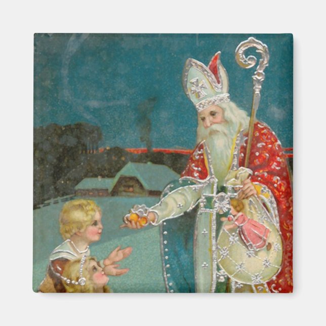 Vintage jul Saint Nicholas Magnet (Framsidan)