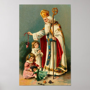 Vintage jul Saint Nicholas Poster