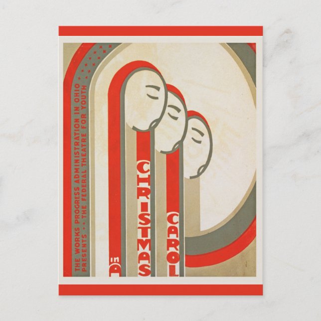 Vintage jul Sång WPA Retro Vykort (Framsida)