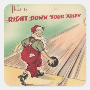 Vintage jul Santa Bowling Fyrkantigt Klistermärke
