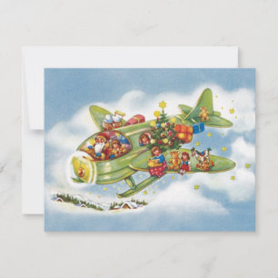 Vintage jul, Santa Claus flygplansinbjudan Inbjudningar