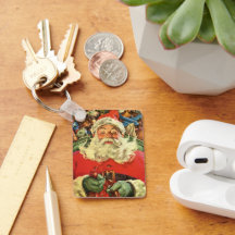 Vintage jul Santa Claus i släde med leksaker