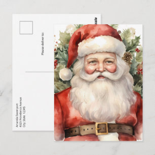Vintage jul Santa Claus leende Vykort