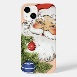 Vintage jul Santa Claus med trädprydnader