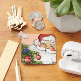 Vintage jul Santa Claus med trädprydnader Nyckelring