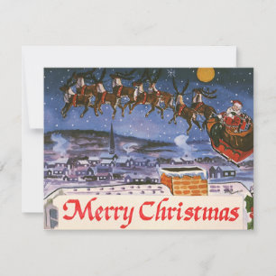 Vintage jul Santa Claus släde inbjudan
