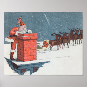 Vintage jul - Santa Helgdag Poster