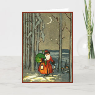 Vintage jul Santa Helgkort
