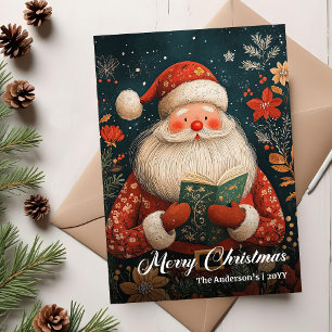 Vintage jul Santa-kort cottagecore-design Julkort
