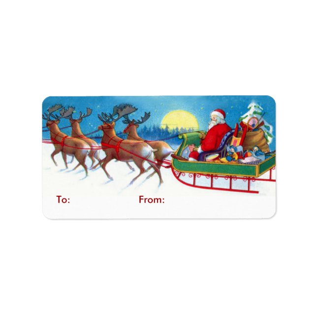 Vintage jul Santa presenttaggar Adressetikett (Framsidan)
