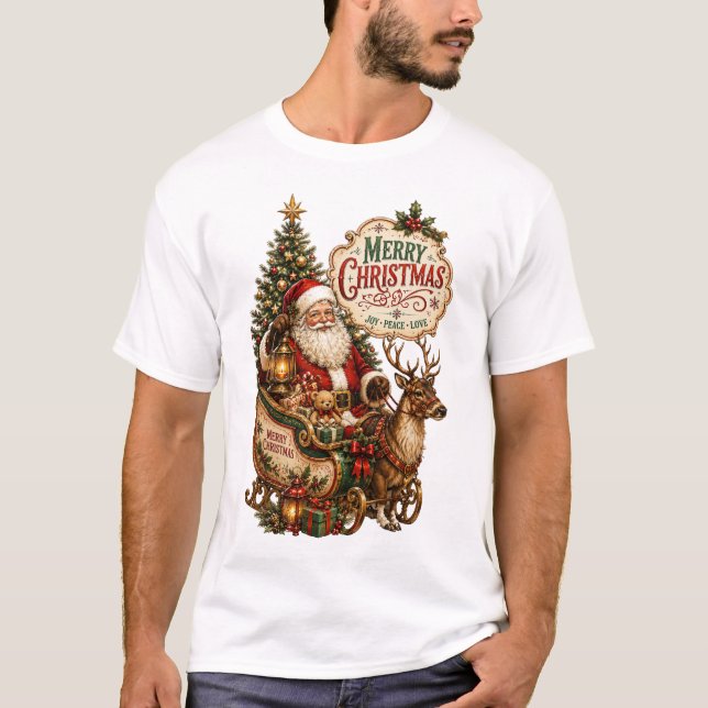 Vintage jul Santa T Shirt (Framsida)