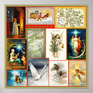 Vintage jul Scenes and Themes Collage Poster