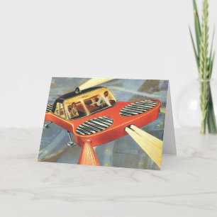 Vintage jul, Science fiction Futuristci Car Helgkort