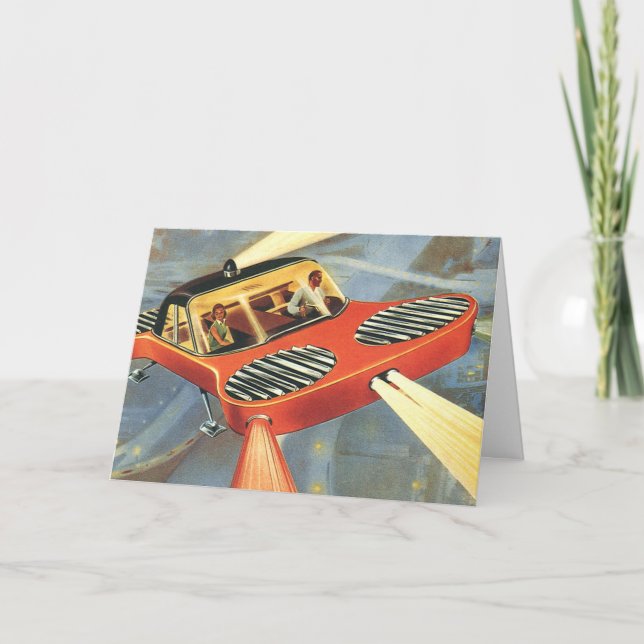 Vintage jul, Science fiction Futuristci Car Helgkort (Framsida)