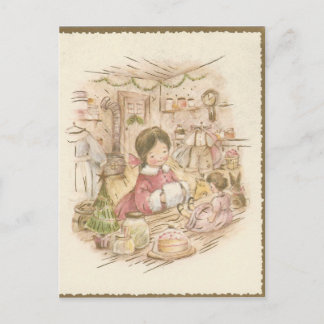 Vintage jul Shop Girl Helg Vykort